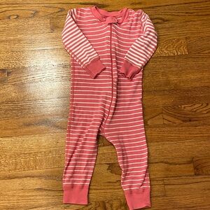 Pink and white striped footless sleeper
